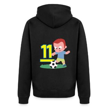 11. Geburtstag 11 Jahre Fußball Fußballspieler - Unisex Premium Bio Zip Hoodie - Schwarz - Hinten - Nico (187cm)