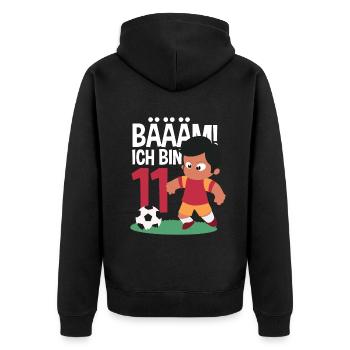 11. Geburtstag 11 Jahre Fußball Fußballspieler - Unisex Premium Bio Zip Hoodie - Schwarz - Hinten - Nico (187cm)
