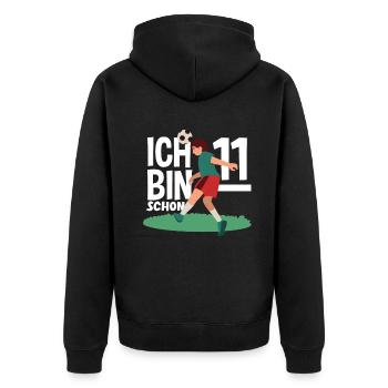 11. Geburtstag 11 Jahre Fußball Fußballspieler - Unisex Premium Bio Zip Hoodie - Schwarz - Hinten - Nico (187cm)