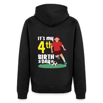 4e anniversaire 4 ans de football joueur de football - Veste à capuche bio Premium Unisexe - noir - Dos - Nico (187cm)