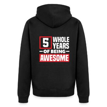 5. Geburtstag Kindergeburtstag - Unisex Premium Bio Zip Hoodie - Schwarz - Hinten - Nico (187cm)