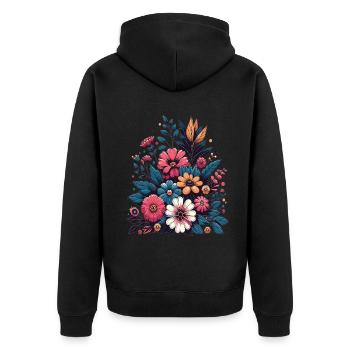 Botanique Bliss Bouquet de fleurs sauvages amoureux de la Nature - Veste à capuche bio Premium Unisexe - noir - Dos - Nico (187cm)