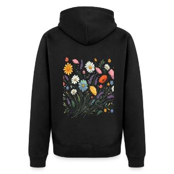 Botanique Bliss Bouquet de fleurs sauvages amoureux de la Nature - Veste à capuche bio Premium Unisexe - noir - Dos - Nico (187cm)