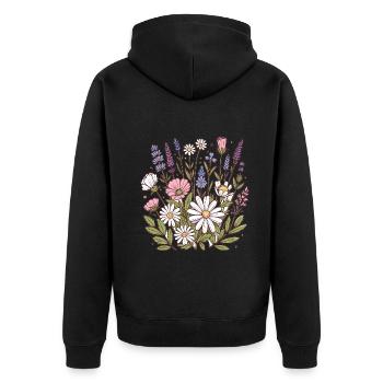Botanique Bliss Bouquet de fleurs sauvages amoureux de la Nature - Veste à capuche bio Premium Unisexe - noir - Dos - Nico (187cm)