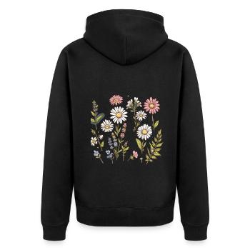 Blumen-Design-Outfit für Frauen Mädchen Kinder - Unisex Premium Bio Zip Hoodie - Schwarz - Hinten - Nico (187cm)