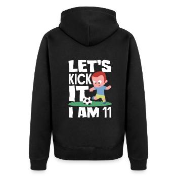 11. Geburtstag 11 Jahre Fußball Fußballspieler - Unisex Premium Bio Zip Hoodie - Schwarz - Hinten - Nico (187cm)