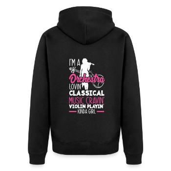 Violin Violin Violinist Violin Player - Unisex Premium Organic Zip Hoodie - black - Back - Nico (187cm)