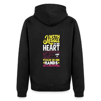 Violin Violin Violinist Violin Player - Unisex Premium Organic Zip Hoodie - black - Back - Nico (187cm)