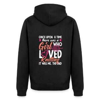 Lustiges Stricken Stricknadel Geschenk - Unisex Premium Bio Zip Hoodie - Schwarz - Hinten - Nico (187cm)