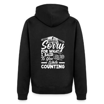 Lustiges Stricken Stricknadel Geschenk - Unisex Premium Bio Zip Hoodie - Schwarz - Hinten - Nico (187cm)