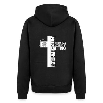Lustiges Stricken Stricknadel Geschenk - Unisex Premium Bio Zip Hoodie - Schwarz - Hinten - Nico (187cm)