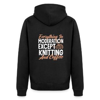 Lustiges Stricken Stricknadel Geschenk - Unisex Premium Bio Zip Hoodie - Schwarz - Hinten - Nico (187cm)