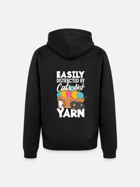 Funny Knitting Knitting Needle Gift - Unisex Premium Organic Zip Hoodie - black