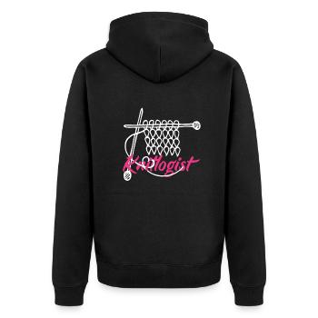 Drôle de tricot à l’aiguille à tricoter cadeau - Veste à capuche bio Premium Unisexe - noir - Dos - Nico (187cm)