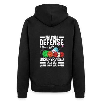Drôle de tricot à l’aiguille à tricoter cadeau - Veste à capuche bio Premium Unisexe - noir - Dos - Nico (187cm)