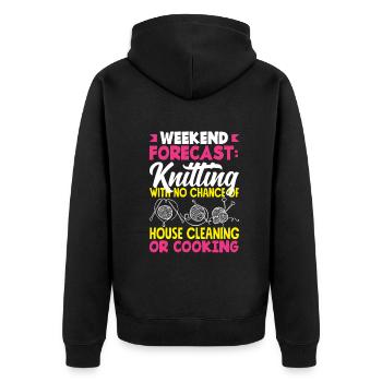 Lustiges Stricken Stricknadel Geschenk - Unisex Premium Bio Zip Hoodie - Schwarz - Hinten - Nico (187cm)