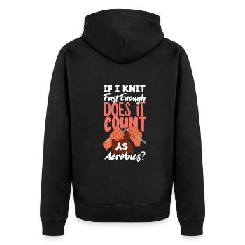 Drôle de tricot à l’aiguille à tricoter cadeau - Veste à capuche bio Premium Unisexe - noir - Dos - Nico (187cm)