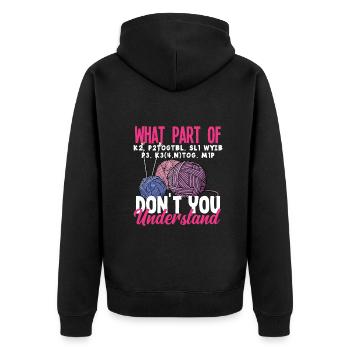 Drôle de tricot à l’aiguille à tricoter cadeau - Veste à capuche bio Premium Unisexe - noir - Dos - Nico (187cm)