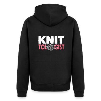 Drôle de tricot à l’aiguille à tricoter cadeau - Veste à capuche bio Premium Unisexe - noir - Dos - Nico (187cm)