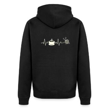 Drôle de tricot à l’aiguille à tricoter cadeau - Veste à capuche bio Premium Unisexe - noir - Dos - Nico (187cm)