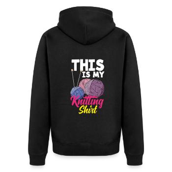 Lustiges Stricken Stricknadel Geschenk - Unisex Premium Bio Zip Hoodie - Schwarz - Hinten - Nico (187cm)