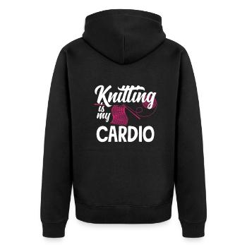 Drôle de tricot à l’aiguille à tricoter cadeau - Veste à capuche bio Premium Unisexe - noir - Dos - Nico (187cm)