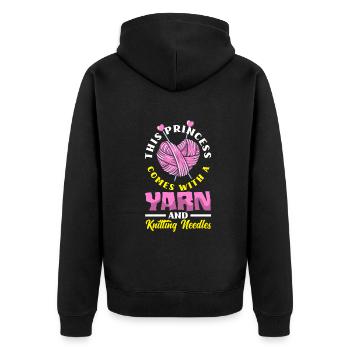 Drôle de tricot à l’aiguille à tricoter cadeau - Veste à capuche bio Premium Unisexe - noir - Dos - Nico (187cm)