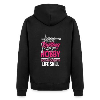 Lustiges Stricken Stricknadel Geschenk - Unisex Premium Bio Zip Hoodie - Schwarz - Hinten - Nico (187cm)