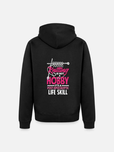 Funny Knitting Knitting Needle Gift - Unisex Premium Organic Zip Hoodie - black