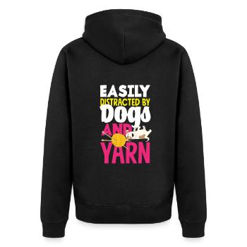 Lustiges Stricken Stricknadel Geschenk - Unisex Premium Bio Zip Hoodie - Schwarz - Hinten - Nico (187cm)