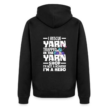 Drôle de tricot à l’aiguille à tricoter cadeau - Veste à capuche bio Premium Unisexe - noir - Dos - Nico (187cm)