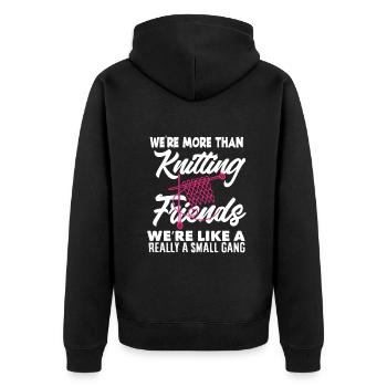 Lustiges Stricken Stricknadel Geschenk - Unisex Premium Bio Zip Hoodie - Schwarz - Hinten - Nico (187cm)