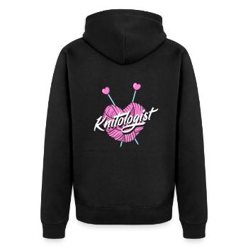 Drôle de tricot à l’aiguille à tricoter cadeau - Veste à capuche bio Premium Unisexe - noir - Dos - Nico (187cm)