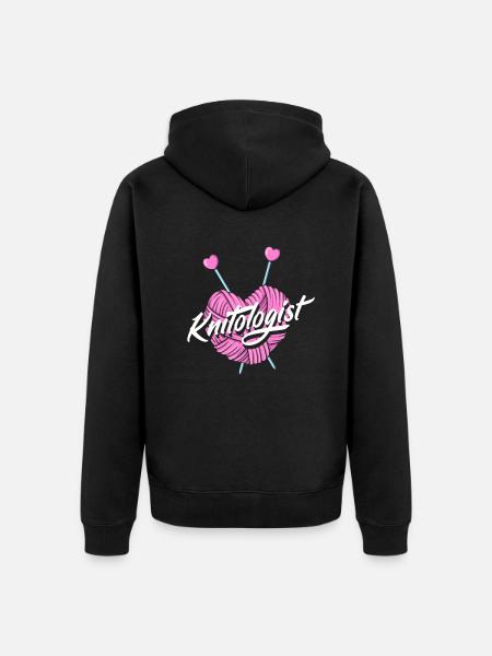 Funny Knitting Knitting Needle Gift - Unisex Premium Organic Zip Hoodie - black