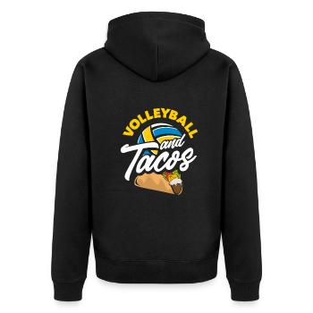 Lustiges Volleyball Geschenk - Unisex Premium Bio Zip Hoodie - Schwarz - Hinten - Nico (187cm)