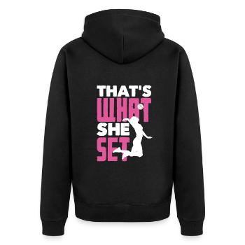 Funny Volleyball Gift - Unisex Premium Organic Zip Hoodie - black - Back - Nico (187cm)