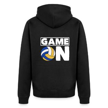 Lustiges Volleyball Geschenk - Unisex Premium Bio Zip Hoodie - Schwarz - Hinten - Nico (187cm)