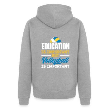 Lustiges Volleyball Geschenk - Unisex Premium Bio Zip Hoodie - Grau meliert - Hinten - Nico (187cm)