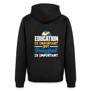 Lustiges Volleyball Geschenk - Unisex Premium Bio Zip Hoodie - Schwarz - Hinten - Nico (187cm)