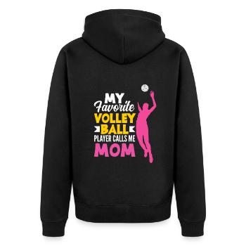 Lustiges Volleyball Geschenk - Unisex Premium Bio Zip Hoodie - Schwarz - Hinten - Nico (187cm)