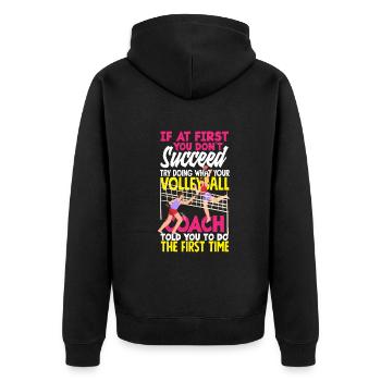 Lustiges Volleyball Geschenk - Unisex Premium Bio Zip Hoodie - Schwarz - Hinten - Nico (187cm)
