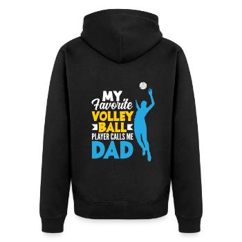 Lustiges Volleyball Geschenk - Unisex Premium Bio Zip Hoodie - Schwarz - Hinten - Nico (187cm)