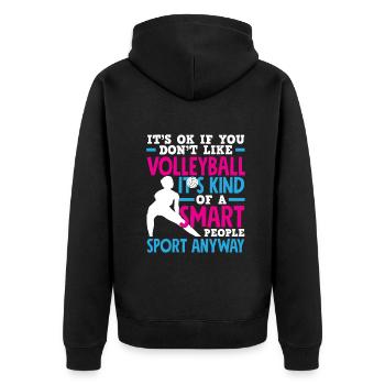 Lustiges Volleyball Geschenk - Unisex Premium Bio Zip Hoodie - Schwarz - Hinten - Nico (187cm)