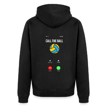 Lustiges Volleyball Geschenk - Unisex Premium Bio Zip Hoodie - Schwarz - Hinten - Nico (187cm)