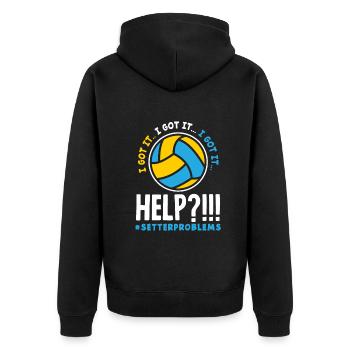 Lustiges Volleyball Geschenk - Unisex Premium Bio Zip Hoodie - Schwarz - Hinten - Nico (187cm)