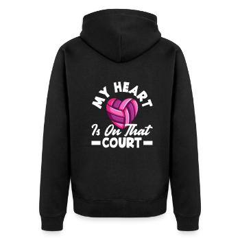Lustiges Volleyball Geschenk - Unisex Premium Bio Zip Hoodie - Schwarz - Hinten - Nico (187cm)