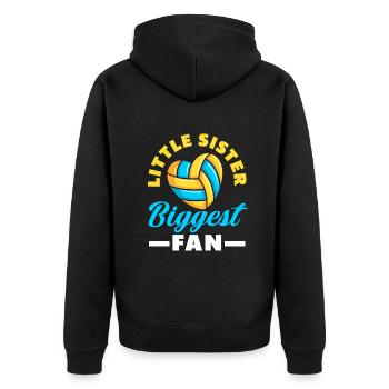 Lustiges Volleyball Geschenk - Unisex Premium Bio Zip Hoodie - Schwarz - Hinten - Nico (187cm)