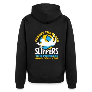 Lustiges Volleyball Geschenk - Unisex Premium Bio Zip Hoodie - Schwarz - Hinten - Nico (187cm)
