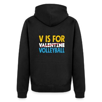 Lustiges Volleyball Geschenk - Unisex Premium Bio Zip Hoodie - Schwarz - Hinten - Nico (187cm)