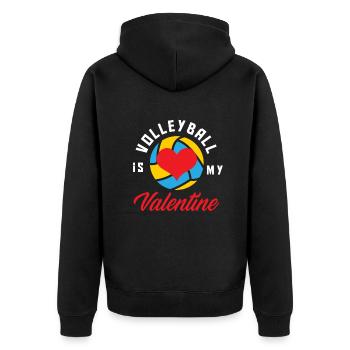Funny Volleyball Gift - Unisex Premium Organic Zip Hoodie - black - Back - Nico (187cm)